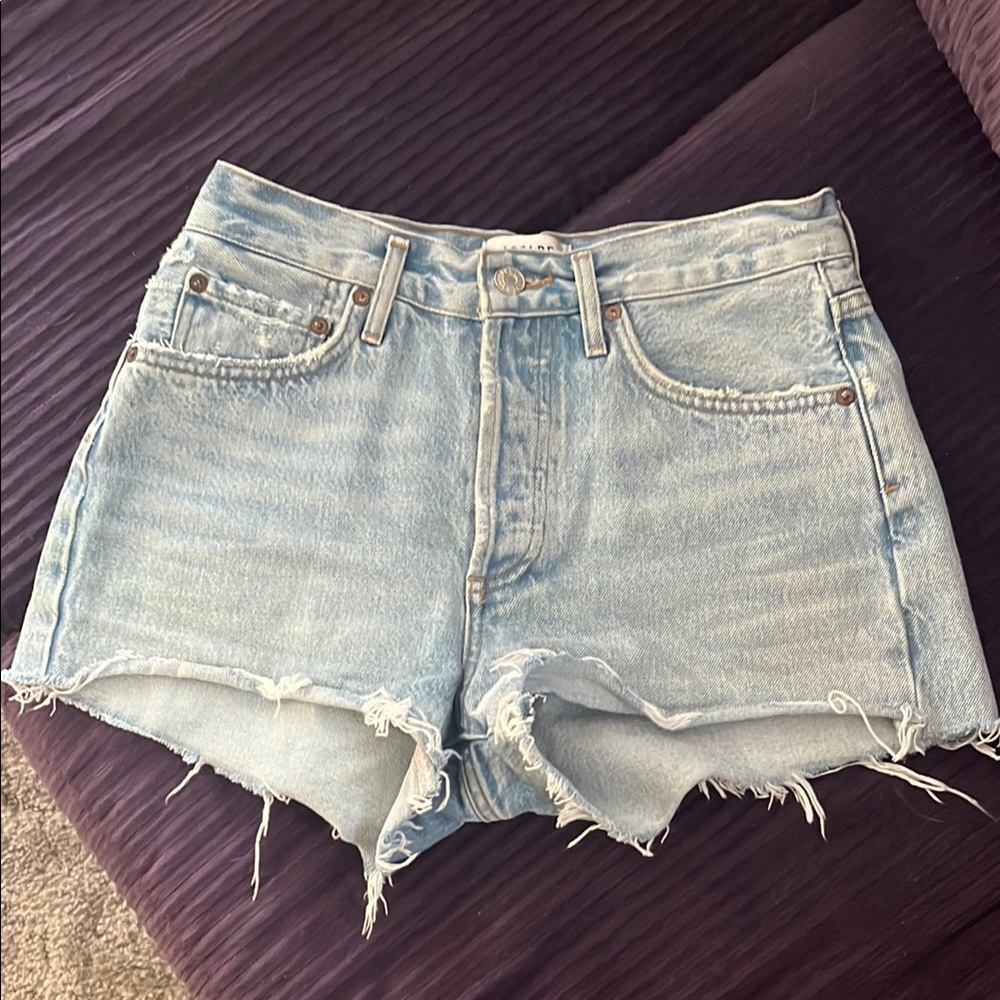 Agolde Light Blue Denim Shorts